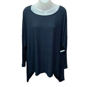 1. State Blouse Round Neck Twist Wrap V Back Oversized Navy Blue Women Medium